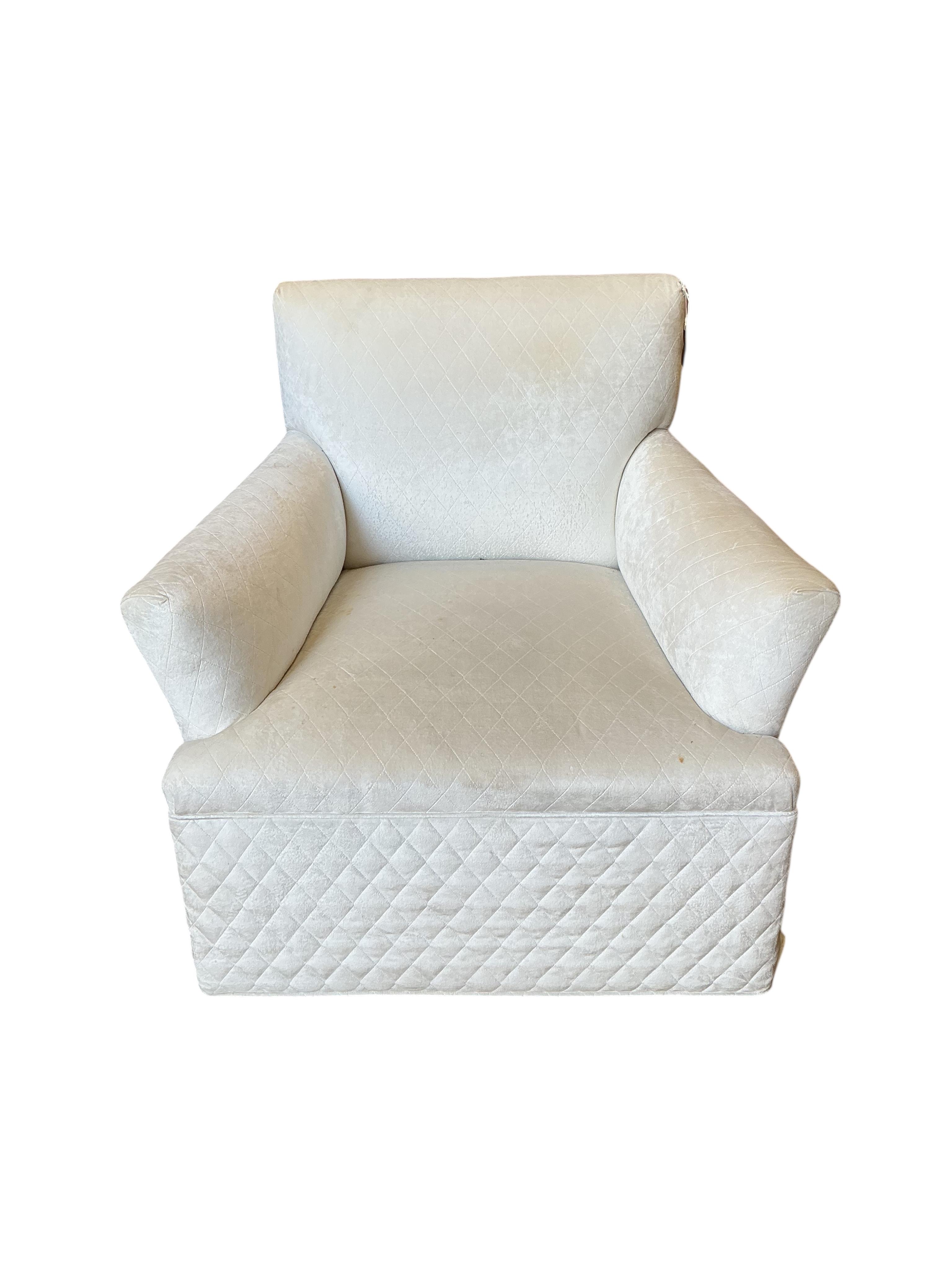 A modern Ben Whistler settee, width 180cm, depth 100cm, height 82cm together with a footstool and a similar armchair